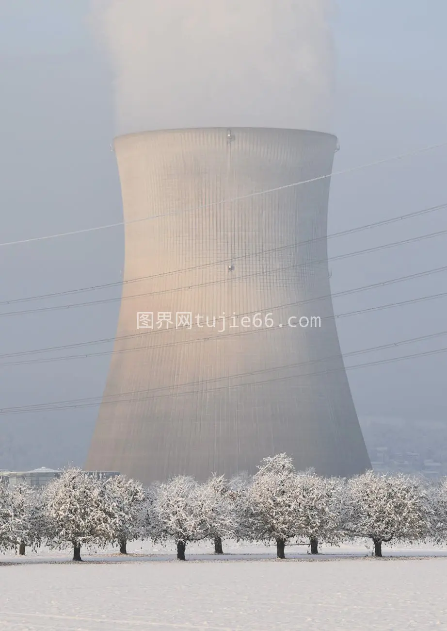 莱布斯塔特核电站冬日雪景美如画图片