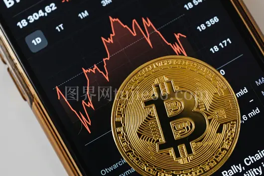 黄金比特币特写映股市图手机屏