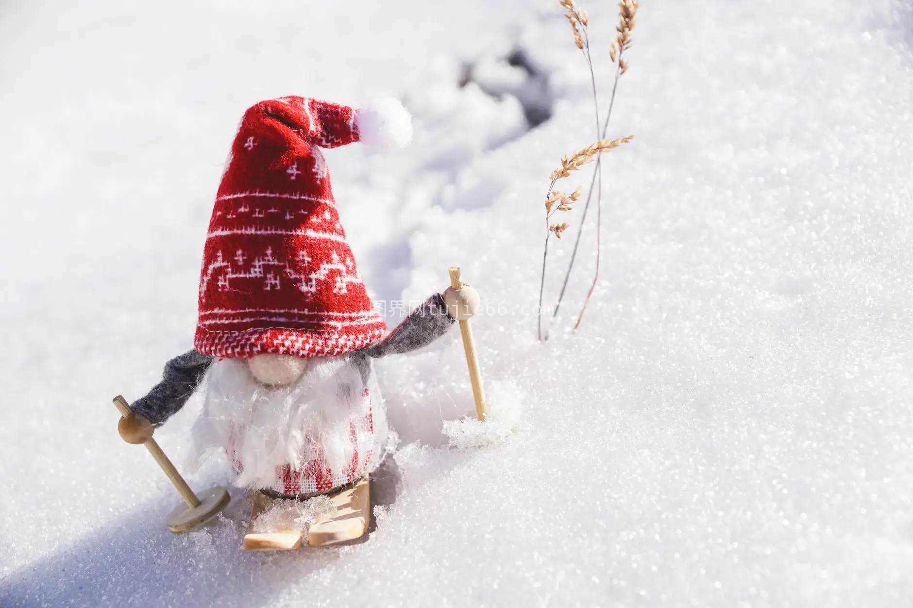 雪人玩偶滑雪新鲜雪冬日乐趣图片