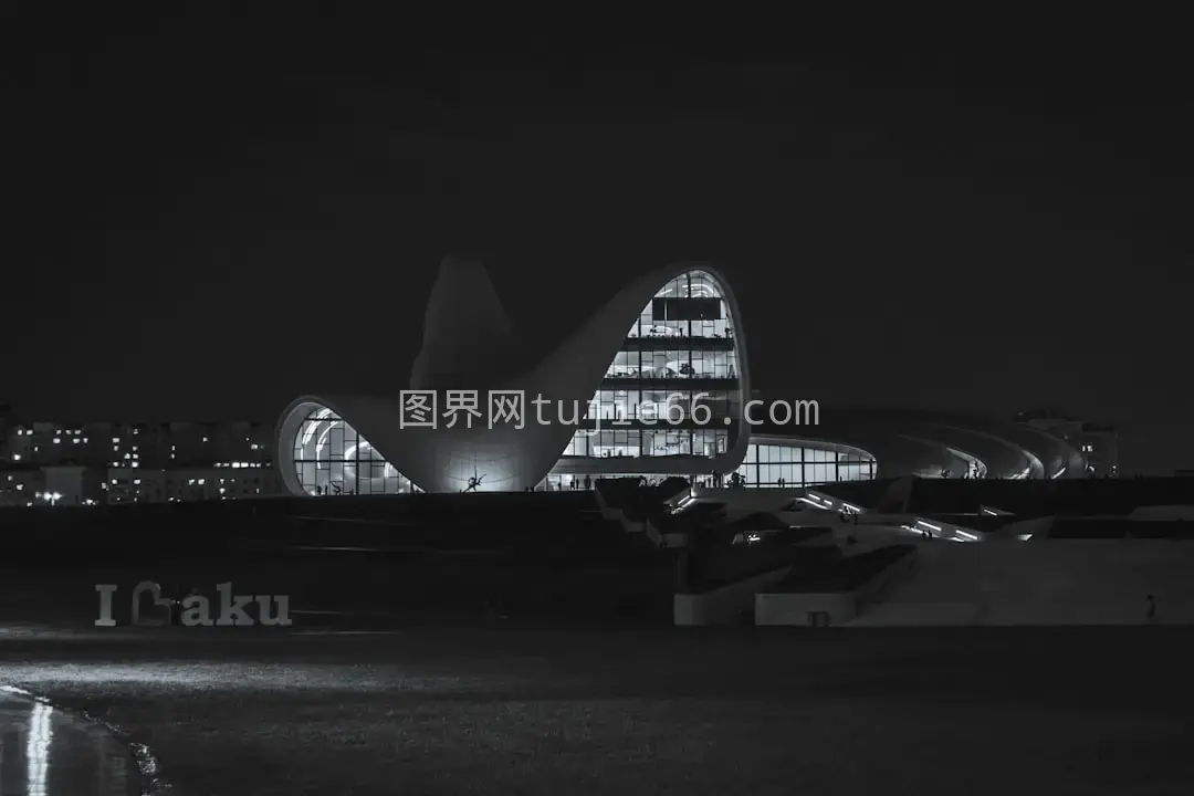 黑白夜景建筑映像图片