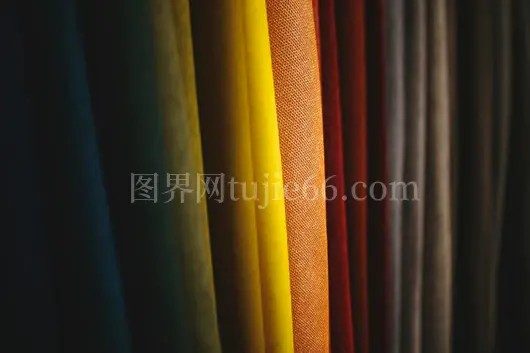 彩色织物特写多种纹理鲜艳褶皱