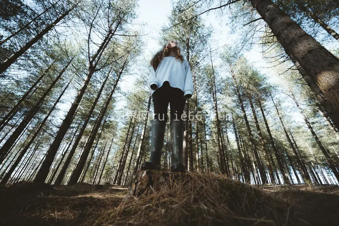 女性白衬衫黑裤草地白昼景图片