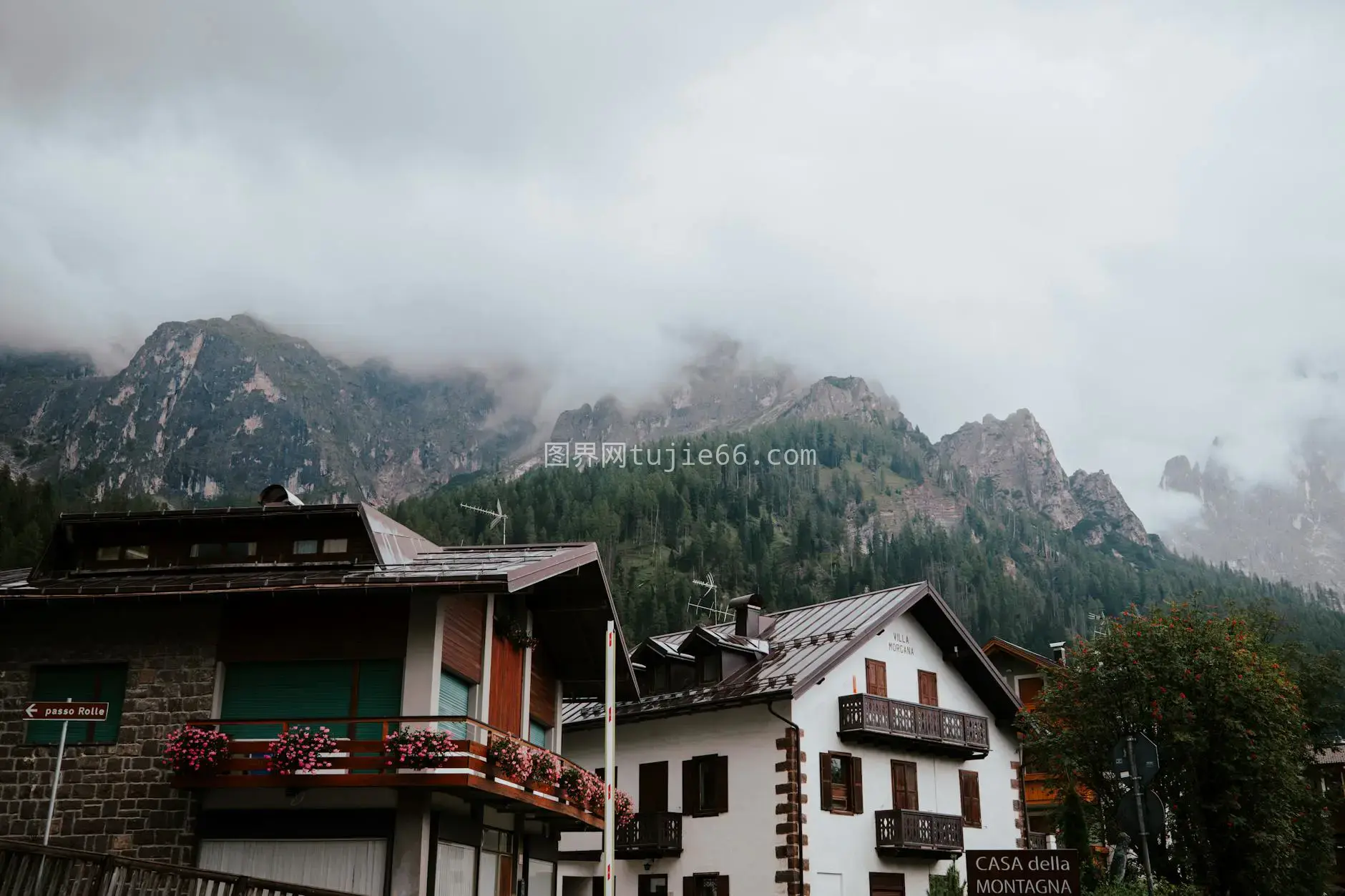 阿尔卑斯村舍蒙山景图片