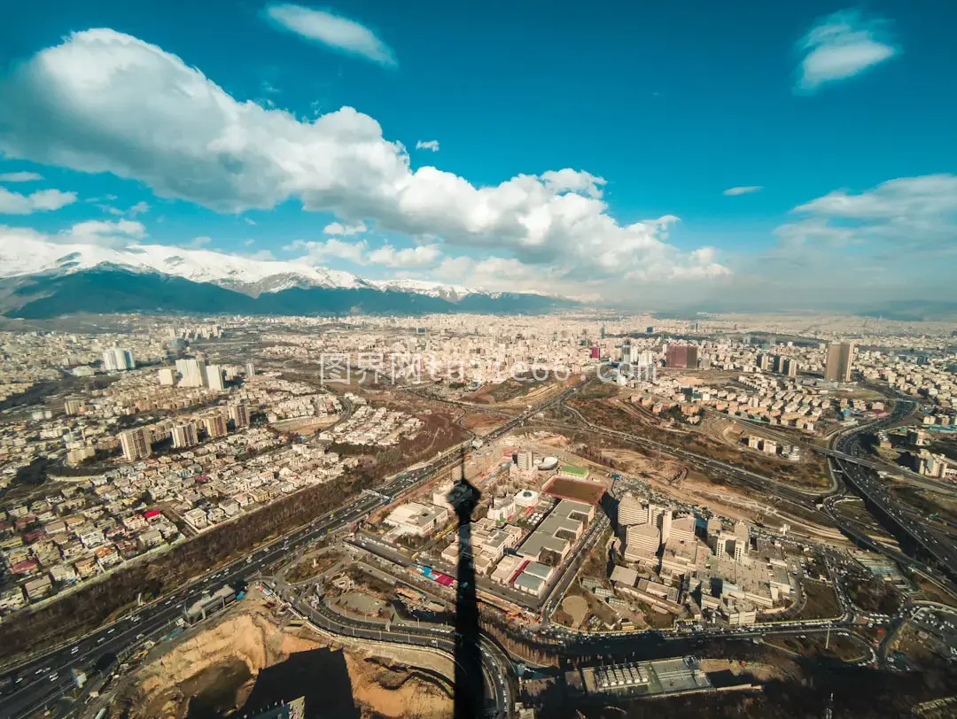 城市建筑高空多云白日图图片