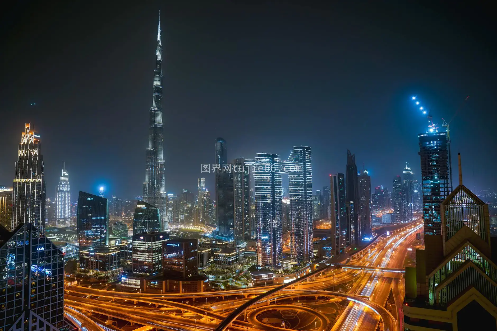 迪拜夜景哈利法塔璀璨夜景图片