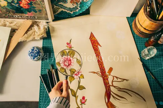 纸上艺术花卉图工具空间