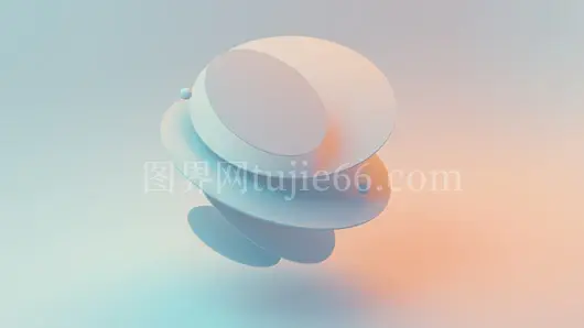蓝白圆形插画艺术作品