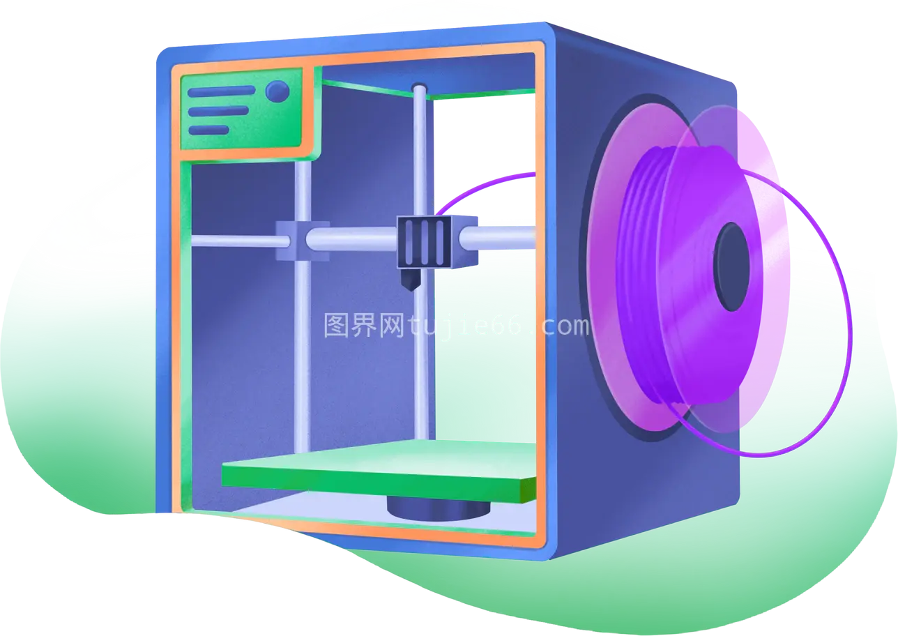 大型蓝色3D打印机紫色线圈抢眼图片