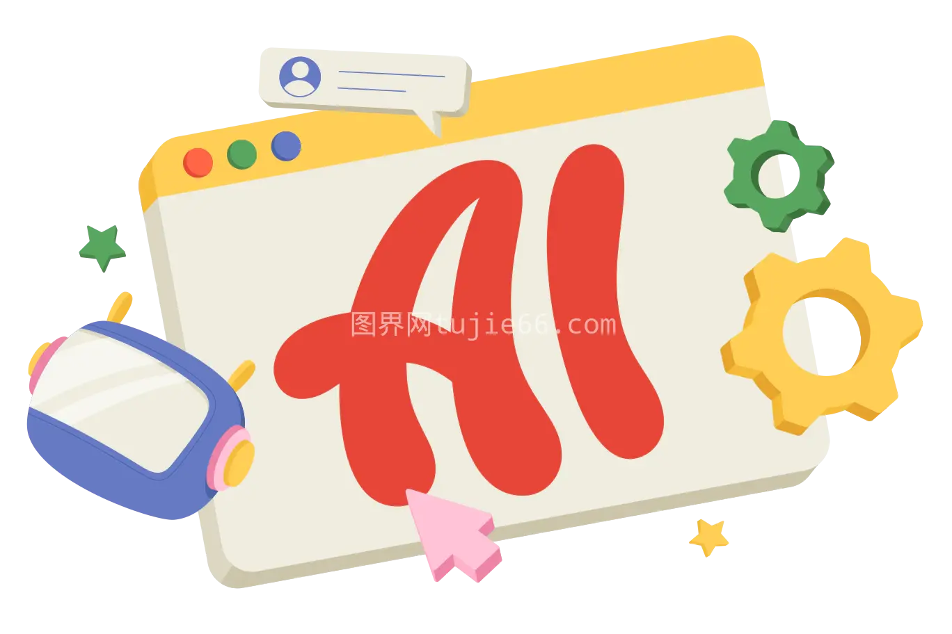 AI字母设计齿轮机器人光标视觉艺术图片