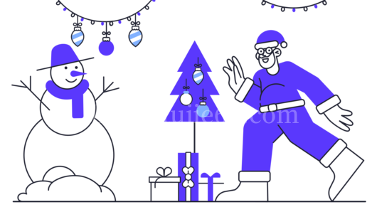 圣诞老人雪人树下聚