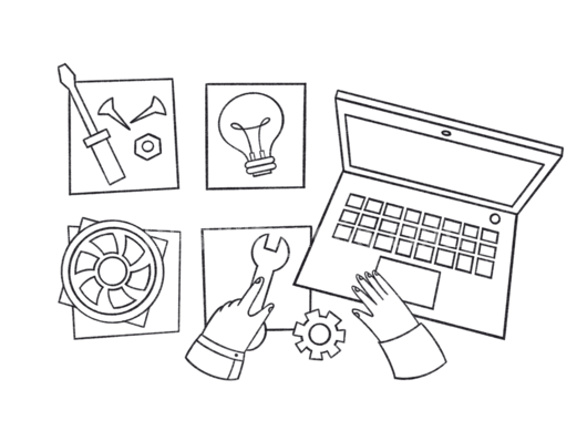 男子检修笔记本电脑