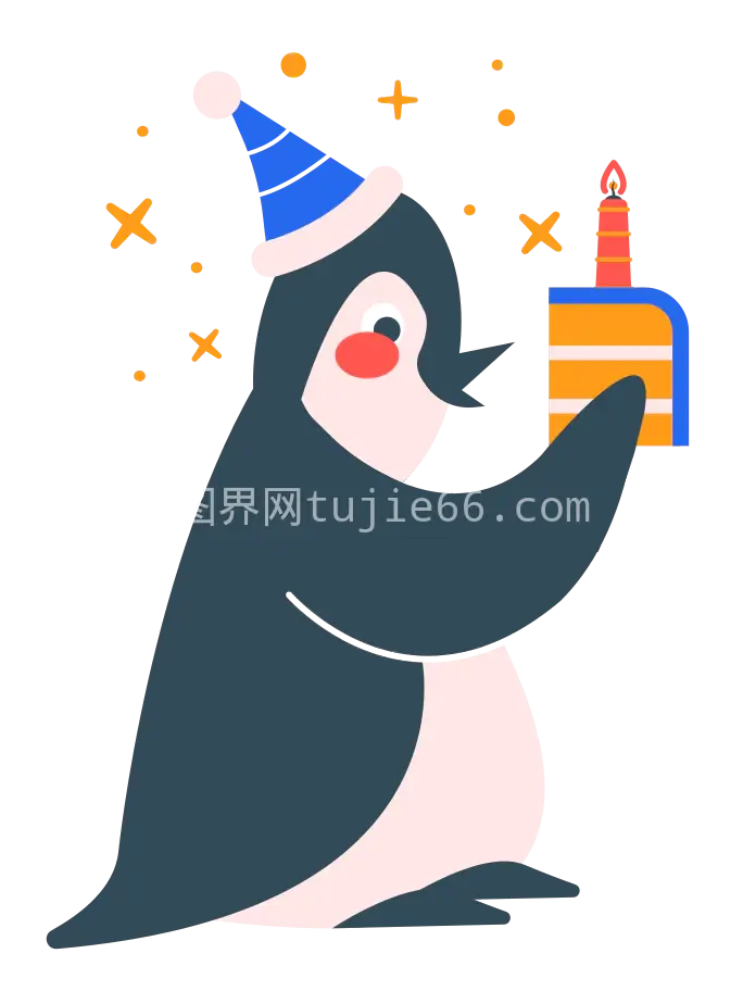 企鹅手持生日蛋糕画面图片