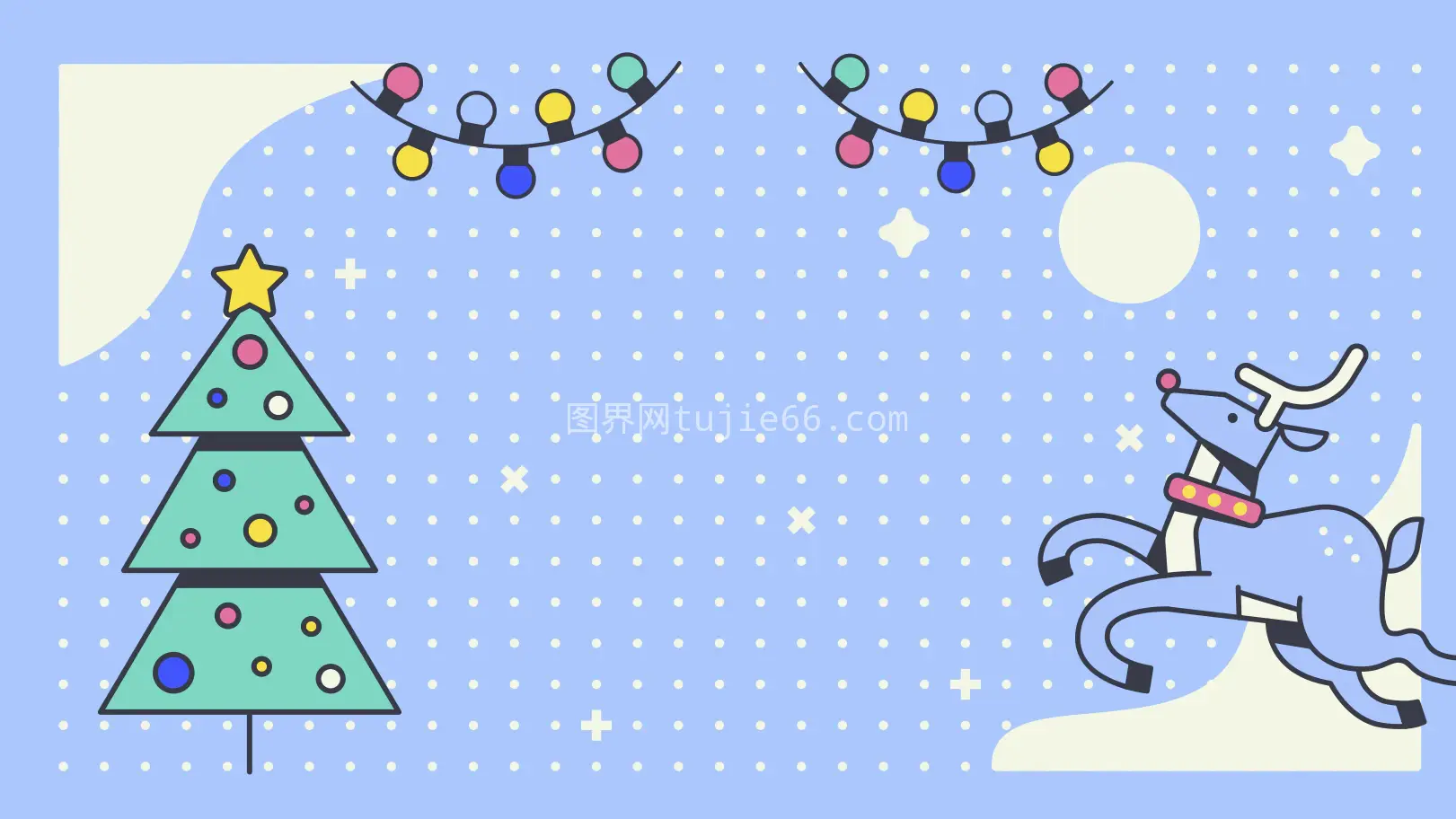 鹿伴圣诞树装饰背景图片