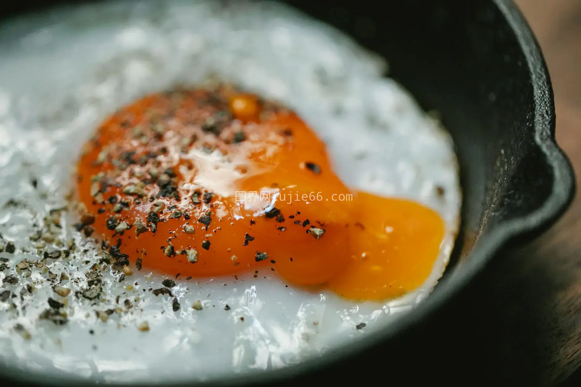 黑锅特写美味煎蛋图片