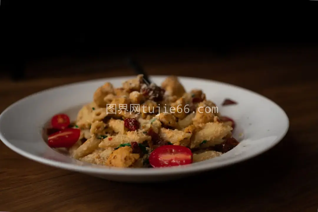 白色陶瓷盘烹饪美食展示图片