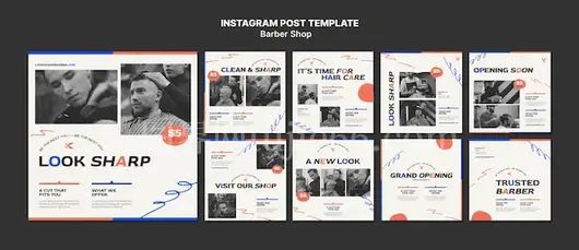 简洁理发店Instagram模板展示