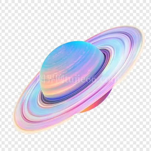 粉彩行星绚烂环宇宙艺术星云梦幻插画