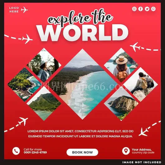 世界旅行社交媒体帖子设计模板解析
