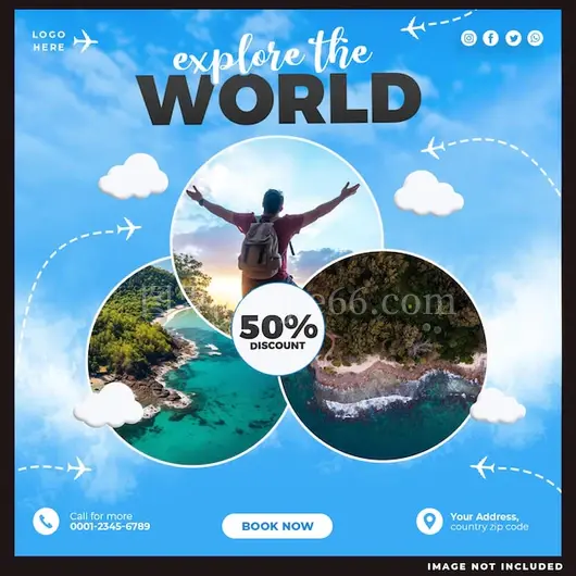 世界旅行社交媒体帖子模板设计探索