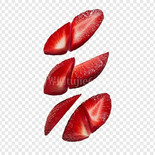 美味草莓切片飘落瞬间