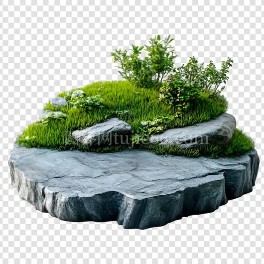 石头平台绿草植物宁静自然景致