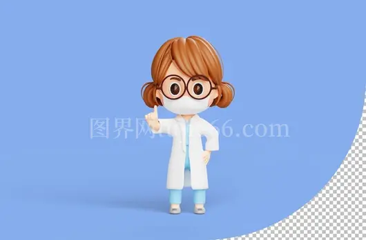 女性医生妙思3D卡通图