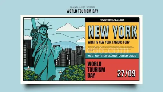 世界旅游日庆祝YouTube封面模板设计