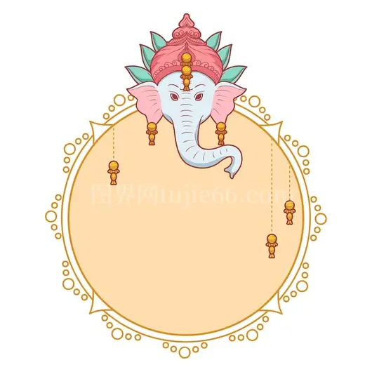 手工绘制印度神象插图艺术作品