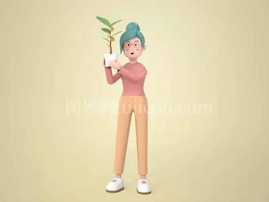 三维卡通女性插画展示