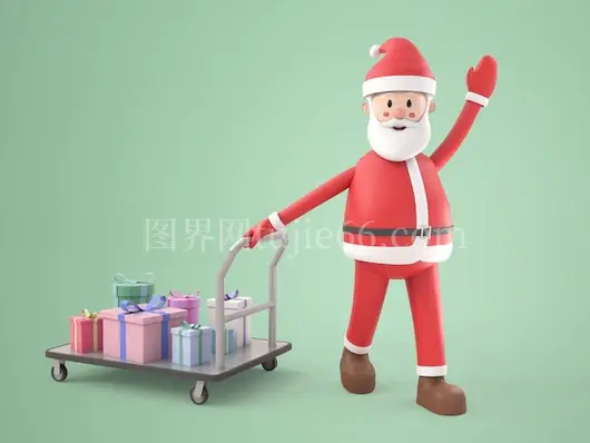 3D卡通圣诞老人推满礼滑车