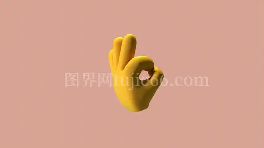 3D黄色手势手背景粉色插画