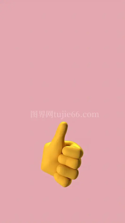 3D卡通手比赞粉背景插画