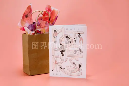 粉色背景母亲节卡片庆母爱