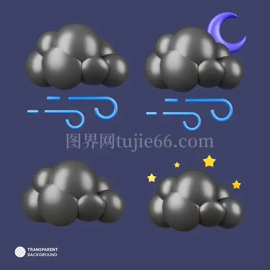 暗云主题3D渲染图标插画集
