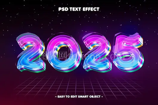 2025新年多彩发光编辑文本特效