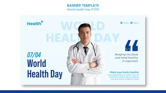 世界卫生日横幅健康模板