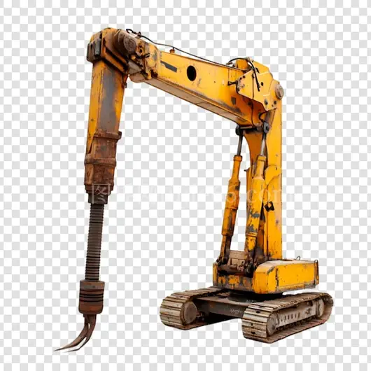 生锈黄色挖掘机重型建筑机械