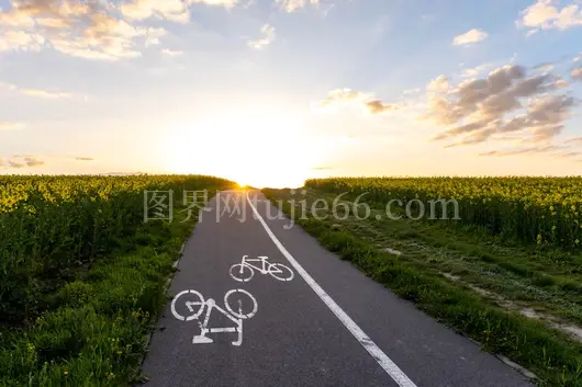 自行车道自行车画趣景
