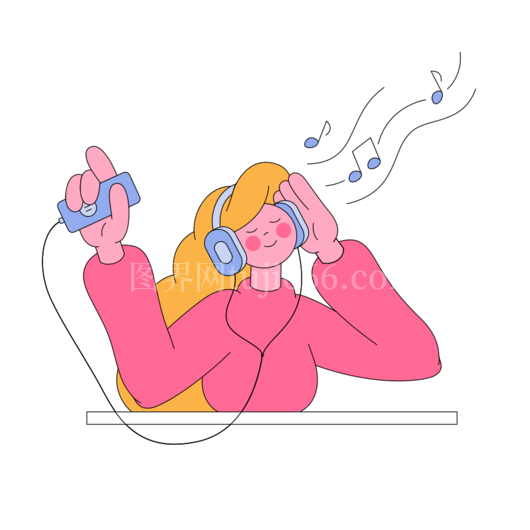 女孩播放器听音乐