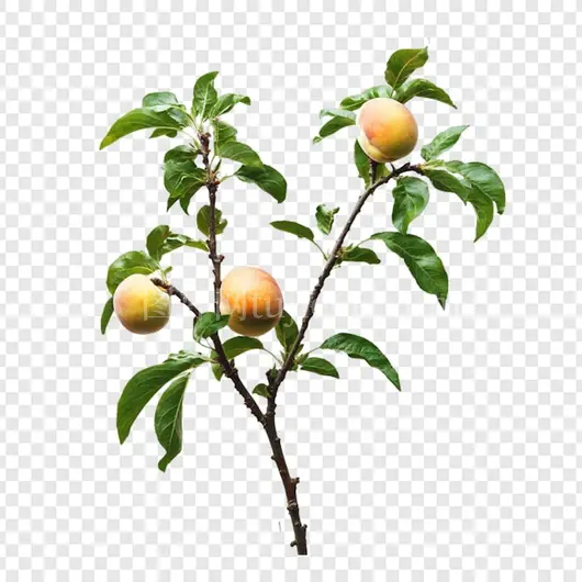 夏日丰收树枝上挂满成熟桃子新鲜水果