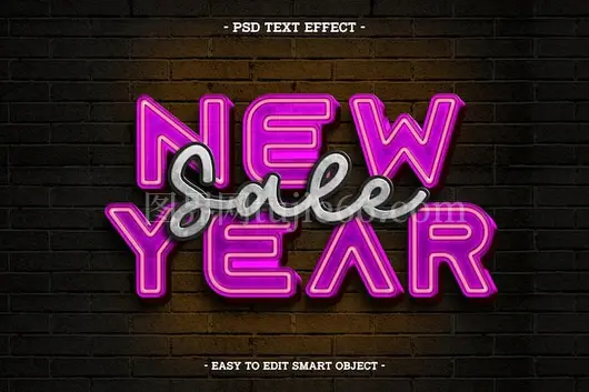 2025新年霓虹文字效果