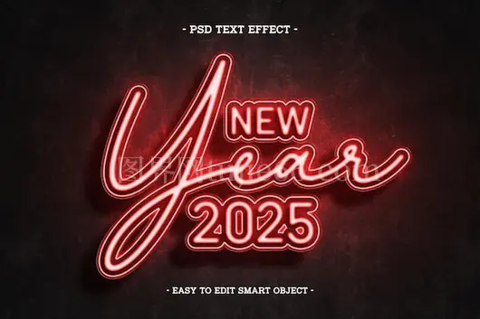2025霓虹新年文字效果