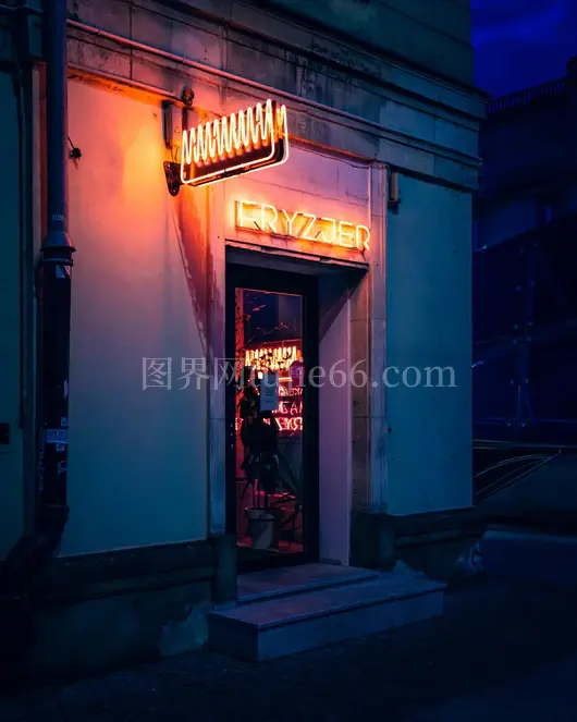 华沙夜色理发店霓虹招牌