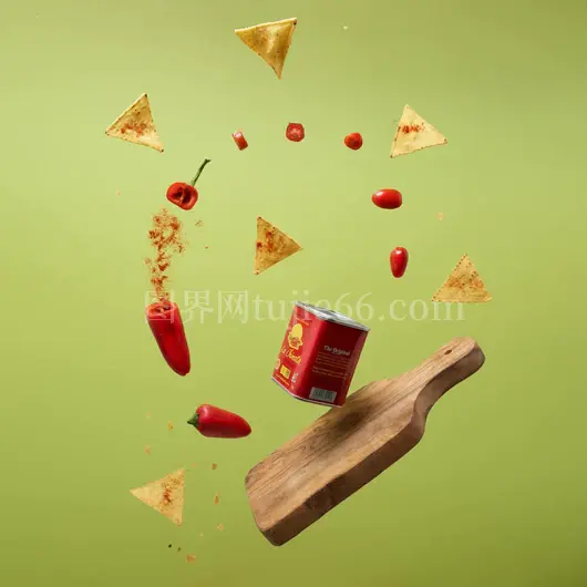 红辣椒玉米片绿板背景