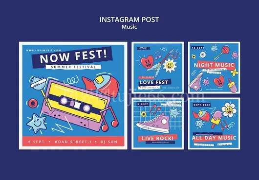 扁平设计Instagram音乐帖模板
