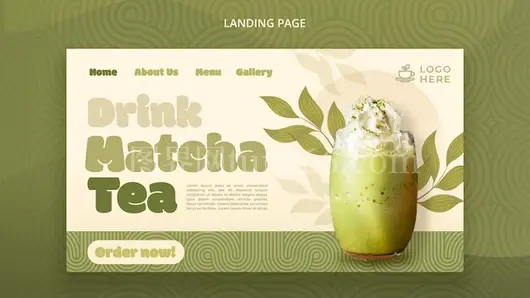 抹茶茶饮着陆页面模板设计