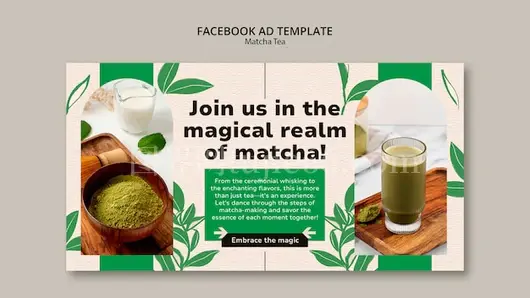抹茶茶饮Facebook模板设计简洁易用