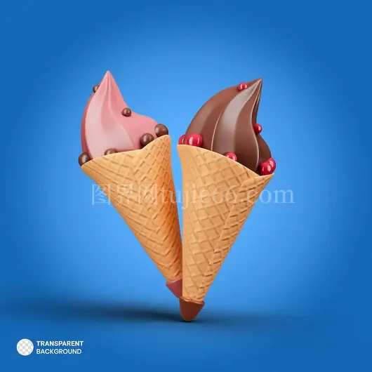 冰淇淋圆锥3D图标插画