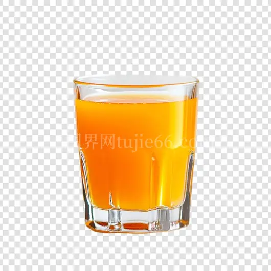 玻璃杯中清新橙汁新鲜感足