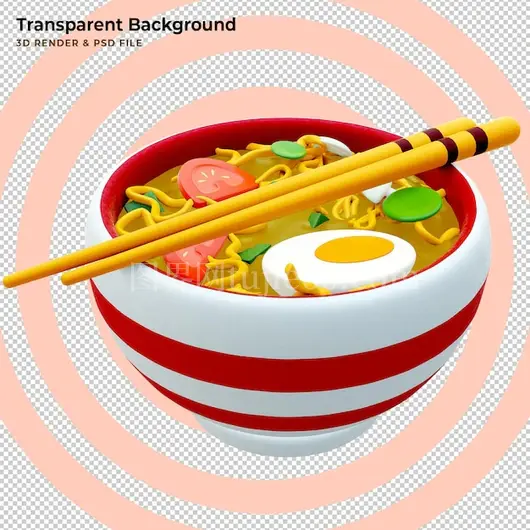 3D风格拉面插画作品